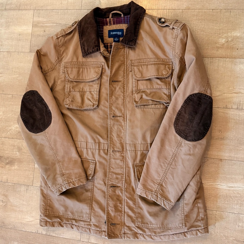 Vintage St John’s Bay Jacket Mens XLT Chore Coat Corduroy Collar Work Distressed